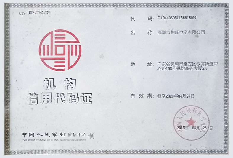 Shengwang credit certificate